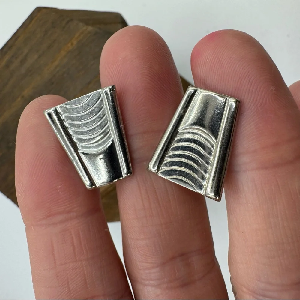 Vintage art deco style silver tone men’s cufflinks
